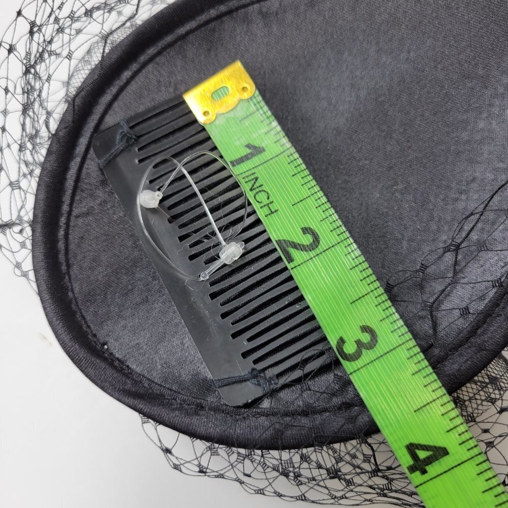 Black Veil Netting Fascinator With Veil Netting, Tulle and Feathers - Picture 8 of 16